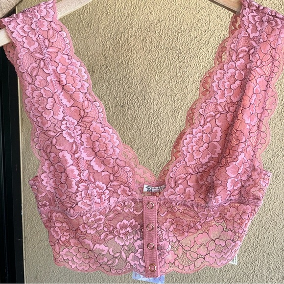 NWT Intimately Free People FP Bralette rose pink lace small lace - crop top XS - Picture 14 of 17